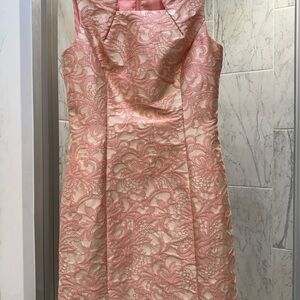 Tahari Coral Pink Floral Lace Dress